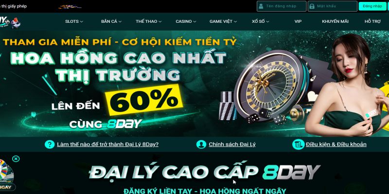 Hướng dẫn đăng ký đại lý 8Day - truy cập trang web